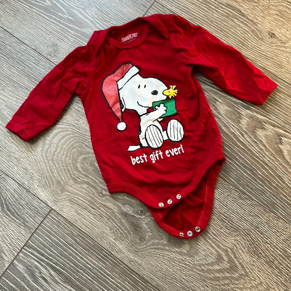 Best Gift Ever Snoopy Long Sleeve Red Onesie